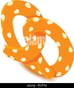Fresh pretzel icon, isometric style Stock Vector