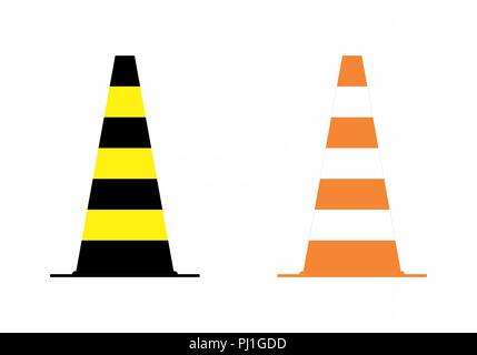 Illustration of two traffic cones isolated on white background Stock Vector