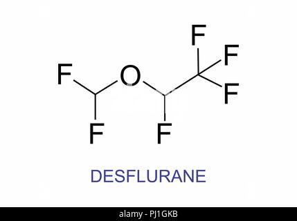 Illustration of the structural formula of the substance Desflurane Stock Vector