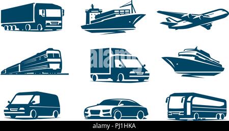 Transport icon set. Transportation symbol. Vector illustration Stock Vector