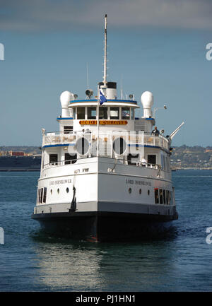 SAN DIEGO, CALIFORNIA, USA - MARCH 2009: Head of view of the harbour sightseeing cruise boat "Lord Hornblower" Stock Photo