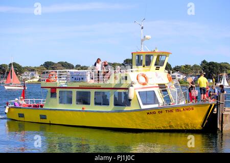 Sandbanks, Dorset, England - June 02 2018: The Brownsea Island Ferry, Maid of the Islands, about to depart from the Sandbanks side of Poole Harbour Stock Photo