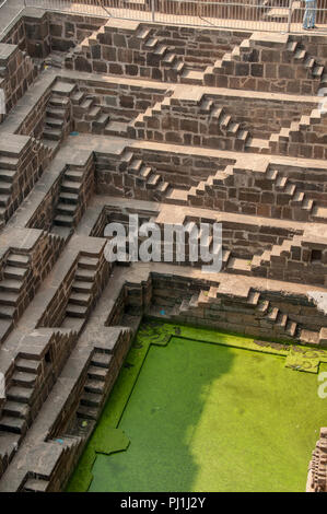 Chand Baori  famous stairwell  in the village of Abhaneri near Jaipur Stock Photo