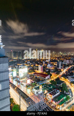 Manila traffic flow at night. Stock Photo