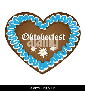 gingerbread heart blue white oktoberfest vector illustration EPS10 Stock Vector