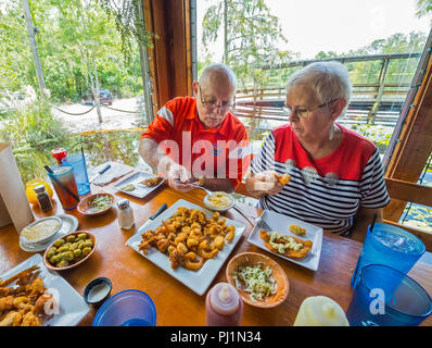 Clarks Fish Camp is a unique and rustic seafood restaurant located on Julington Creek, a tributary of the St. Johns River in Jacksonville, Florida. Stock Photo