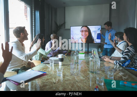 Business people having video conference call Stock Photo
