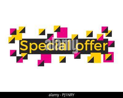 Special offer, banner with text and squares on a white background. Vector illustration Stock Vector