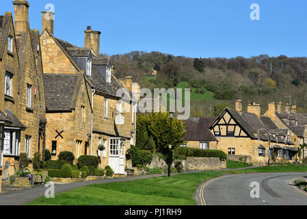 The quaint, picture-postcard village of Broadway at the heart of the Cotswold Hills, Worcestershire, England.