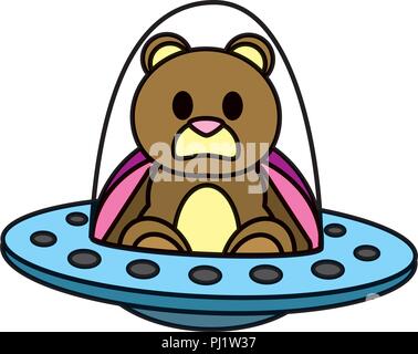 color bear teddy cute toy with rattle Stock Vector