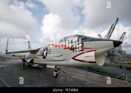 Vought F8U-1 Crusader on the deck of the USS Hornet Museum, Alameda, California, United States of America Stock Photo