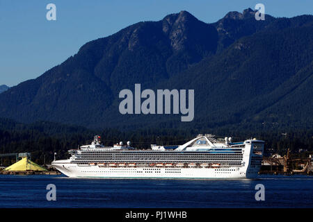 Star Princess, Grand-class cruise ship, operated by Princess Cruises, exits Vancouver Harbor, Vancouver, British Columbia, Canada Stock Photo