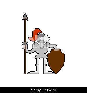 Knight Pixel art. Armor warrior 8 bit. Vector illustration Stock Vector