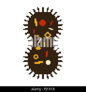 Virus bacterium pixel art. microbe Pathogenic infection Cell disease 8 bit. vector illustration Stock Vector