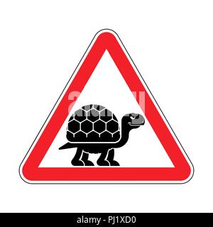 Attention Turtle. Caution tortoise red road sign. Vector illustration. Stock Vector