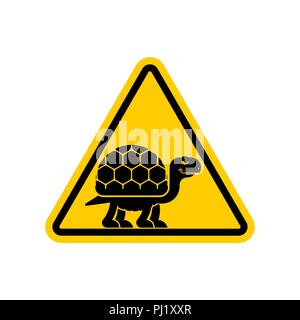Attention Turtle. Caution tortoise yellow road sign. Vector illustration. Stock Vector
