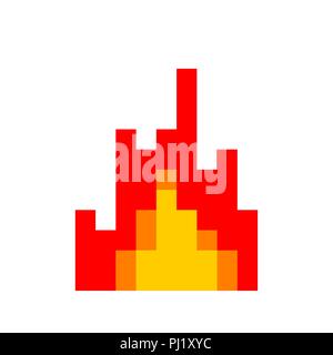 Fire pixel art. 8 Bit Flame. vector illustration Stock Vector