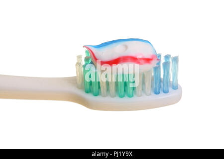 Toothbrush with toothpaste. Isolated on white background. Stock Photo