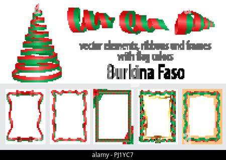 Premium Vector  Elements collection with the flag of burkina faso design  template. burkina faso flag, ribbons, medal