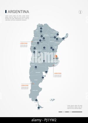 Argentina map with borders, cities, capital and administrative divisions. Infographic vector map. Editable layers clearly labeled. Stock Vector