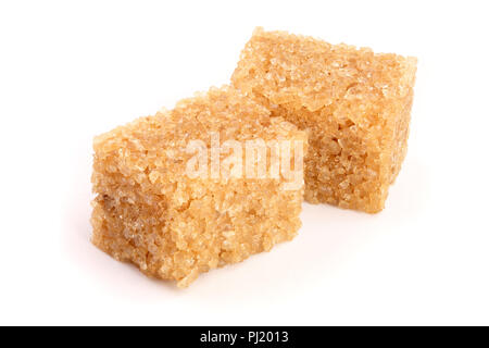 brown sugar cubes isolated on white background. Stock Photo