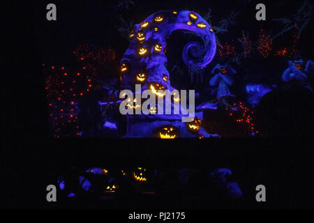 Display from the Nightmare Before Christmas themed Haunted Mansion ride, Disneyland, Anaheim, California, United States of America