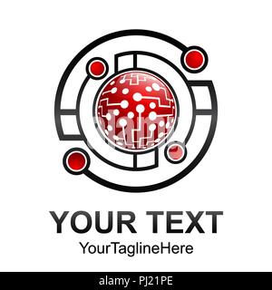 Creative abstract circle geomtric technology vector logo design template element. Colored black red concept icon Stock Vector