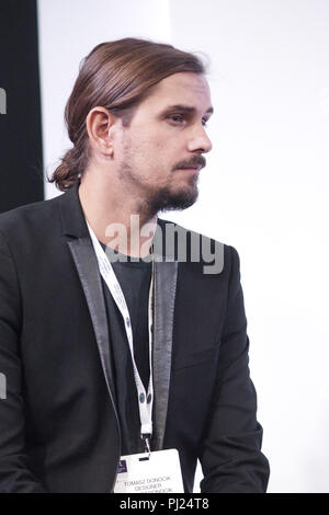 London, UK 03 September 2018 London, England Tomasz Donocik at Goldsmiths Craft Design Council at IJL 2018 runway show with award winning jewellery followed by live chat with UK jewellery designers