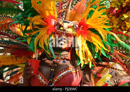 New York, USA. September 3, 2018. New York City: thousands gathered for the annual West Indian Day Parade today and danced their way down Flatbush Avenuorke in Brooklyn commemorating the emancipation of Caribbean slaves. Credit: Ryan Rahman/Alamy Live News Stock Photo