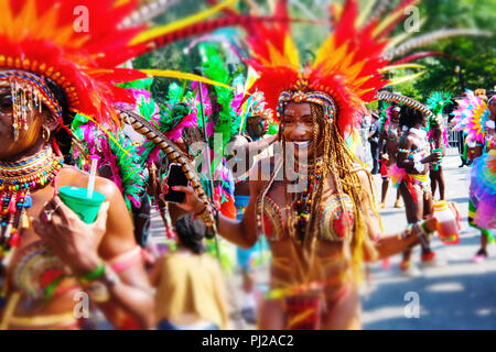 Brooklyn, New York, USA. 3rd Sep, 2018. Parade Participant attends the 51st Annual West Indian Day Parade, which celebrates all things great &good within the Caribbean American Community and held along Brooklyn's Eastern Parkway on Sepetmber 3, 2018 in Brooklyn, New York. Credit: Mpi43/Media Punch/Alamy Live News Stock Photo
