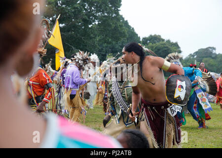 Southhampton, United States of America. 03rd, Sep 2018. Traditional dance during the celebration of the 72nd annual Shinnecock Indian Powwow over the Labour Day weekend in Southampton Long Island New York in Southhampton, United States of America, 03 September 2018. (PHOTO) Alejandro Sala/Alamy News Stock Photo