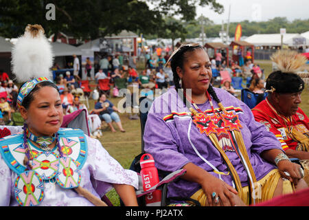 Southhampton, United States of America. 03rd, Sep 2018. A Native American prepares to dance during the celebration of the 72nd annual Shinnecock Indian Powwow over the Labour Day weekend in Southampton Long Island New York in Southhampton, United States of America, 03 September 2018. (PHOTO) Alejandro Sala/Alamy News Stock Photo
