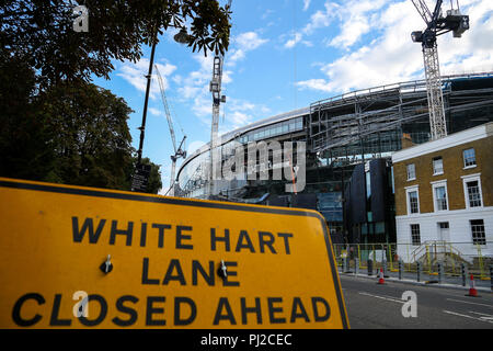 Tottenham Hotspur. North London. UK 4 Sept 2018 - Ongoing construction work of Tottenham Hotspur's new football stadium in north London. Spurs will face Chelsea on November 24 in their brand new £850m stadium after October clash with Manchester City at Wembley due to the delay in the construction of their new stadium.  Credit: Dinendra Haria/Alamy Live News