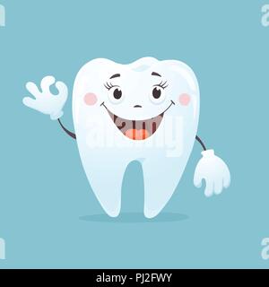 cartoon tooth smiling Stock Vector