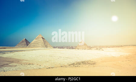 Pyramids of Giza on the outskirts of Cairo Egypt. Stock Photo