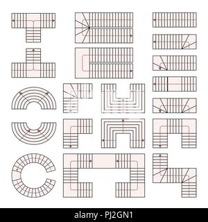 Drawing stairs. Set ladder. Vector illustration. Abstract building icon. Stock Vector