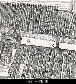 Bird's eye view of Edinburgh, Scotland, by James Gordon of Rothiemay, 17th century Stock Photo