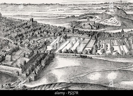 Bird's eye view of Edinburgh, Scotland, 17th century Stock Photo