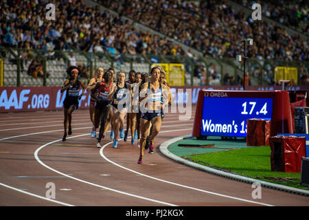 BRUSSELS - BELGIUM, 31 AUG 18. Dariya Barysevich of Bulgaria pacemaking in the Women's 1500m at the IAAF Diamond League ( AG Memorial Van Damme )Bruss Stock Photo