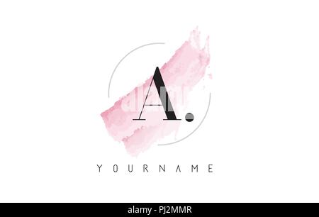 Z Letter Logo with Watercolor Pastel Aquarella Brush Stroke and ...