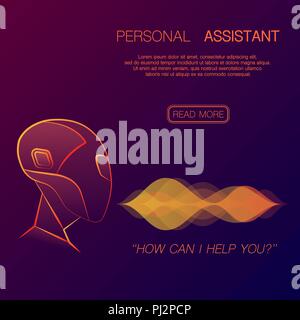 Background with robot head silhouette and sample text Stock Vector