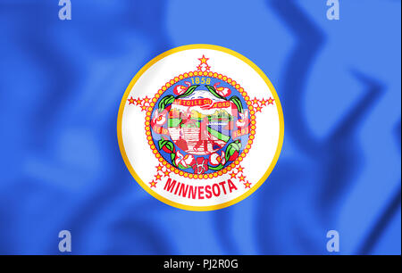 3D Flag of Minnesota, USA. 3D Illustration.