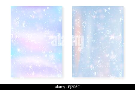 Unicorn background with kawaii magic gradient. Princess rainbow  Stock Vector