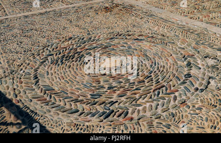 Floor stones laid out pattern captured in Girona, Catalonia, Spain. Stock Photo