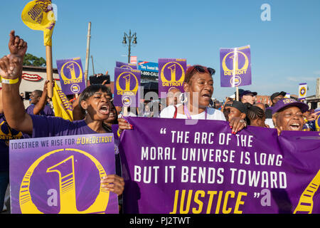 Detroit, Michigan - 3 September 2018 - Members of the Service Employees International Union join Detroit's Labor Day parade. Stock Photo