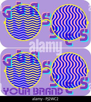typographical inscription with colored glasses on the ultraviolet background, sunglasses logo Stock Vector