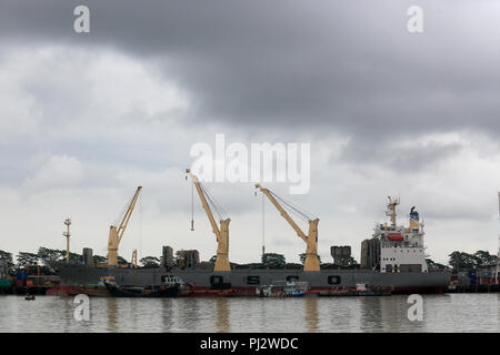 The Port of Mongla is the second busiest seaport of Bangladesh. Bagerhat, Bangladesh Stock Photo