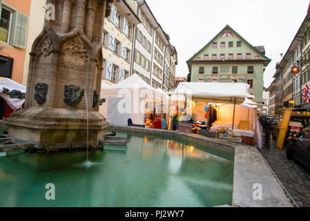 Lucerne medieval fountain in Switzerland. Stock Photo