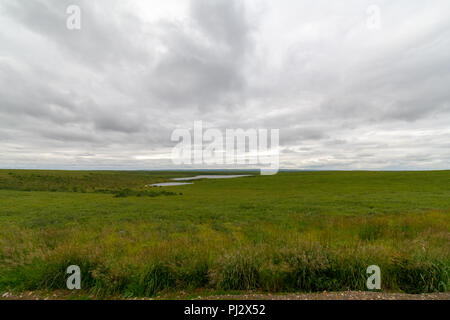 The Arctic As Seen From The Mackenzie Valley Highway From Inuvik to Tuktoyaktuk Stock Photo