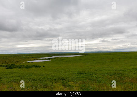 The Arctic As Seen From The Mackenzie Valley Highway From Inuvik to Tuktoyaktuk Stock Photo